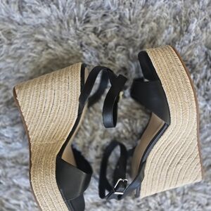 Giani Bini Black Espadrille Wedge Sandals - Women